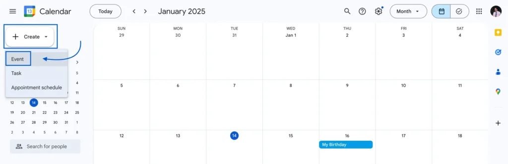 create an event in google calendar 